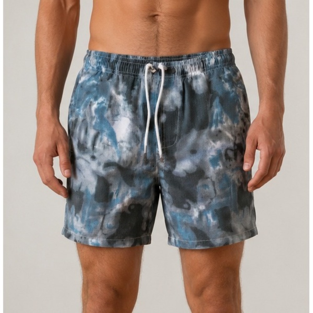 Ksubi Mens Green Blue Grey Tie Dye Ripstop Board Shorts Size L